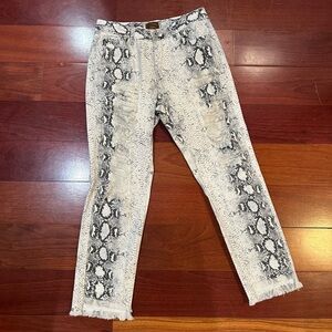 Snake Print Distressed Jeans